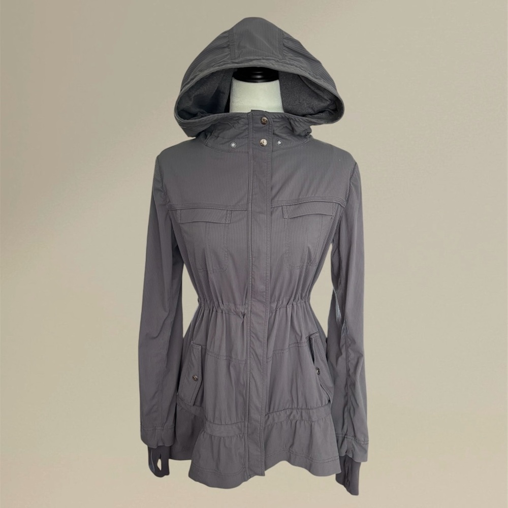 Lululemon Apres Practice Anorak Coal Hooded Jacket Size 8, Missing Drawstring